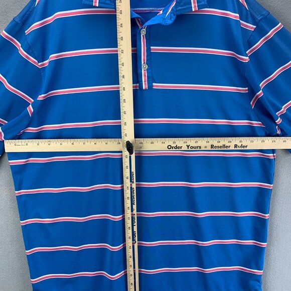 Footjoy Golf Polo Shirt Mens Extra Large Blue White Pink Striped‎ Saddlebrook - Picture 9 of 13